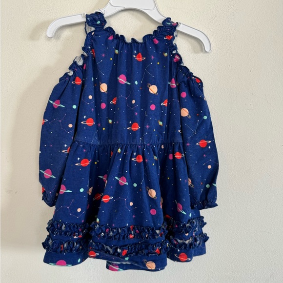 Rosie Pope Baby Girl Planet Cold Shoulder Dress, Solar System, Size 24M - Picture 5 of 5